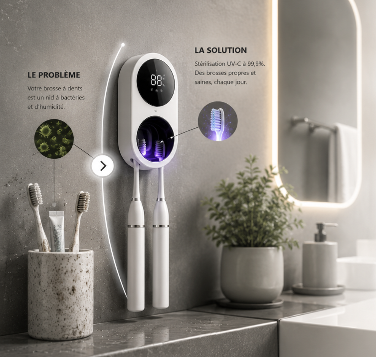 Votre Brosse À Dents Héberge des Millions de Bactéries. Eliminez lès en 5 Minutes, Chaque Jour.